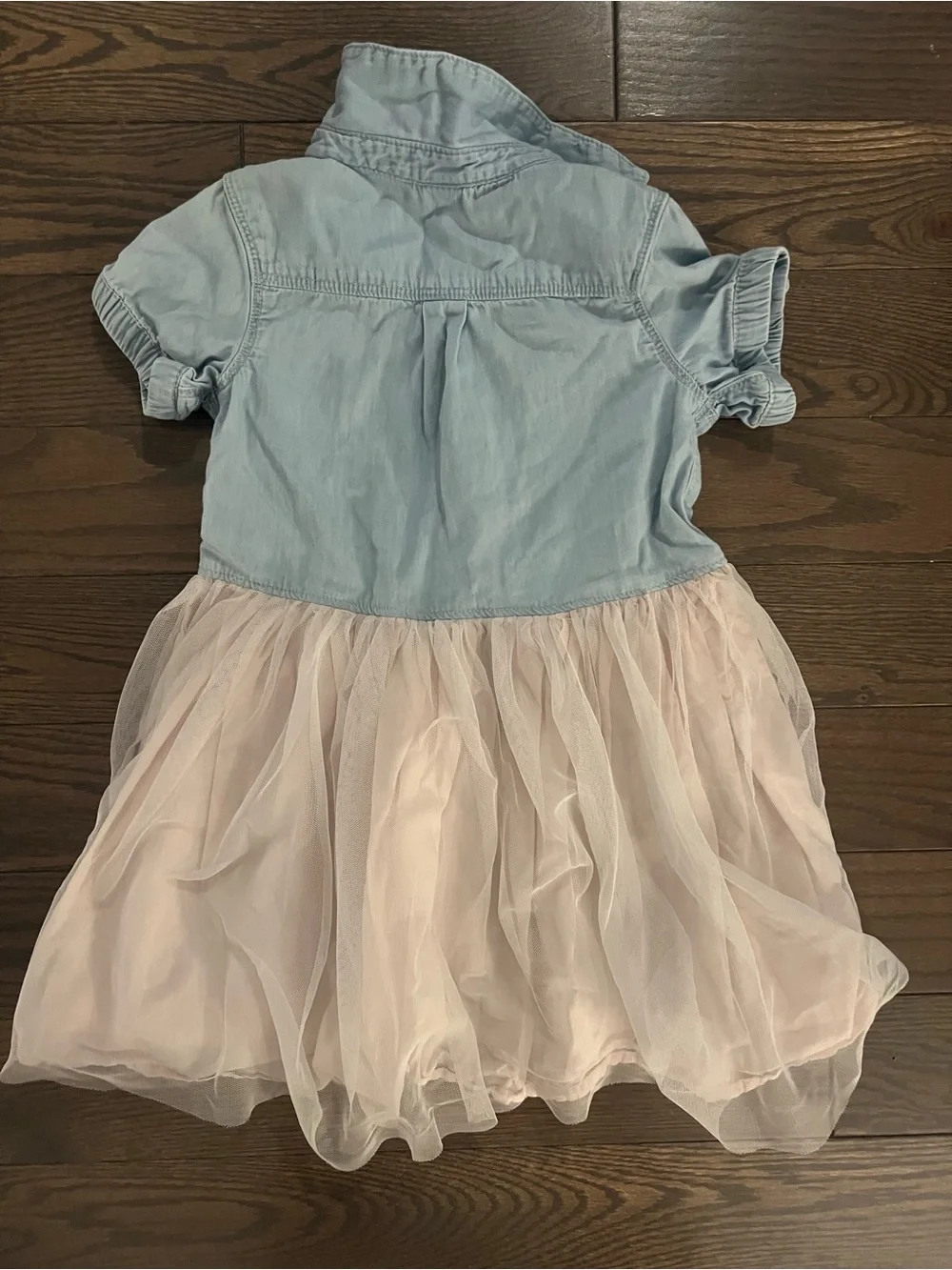 OshKosh B'gosh Light Blue Denim Top with Blush Pink Tulle Skirt Dress - Size 4T